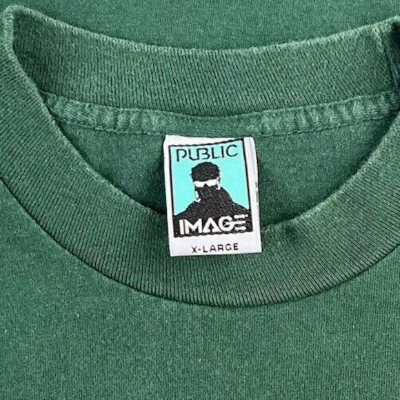 Public Image Vintage Green Single Stitch T Shirt USA Made Crew Neck Mens Size XL - Picture 7 of 8